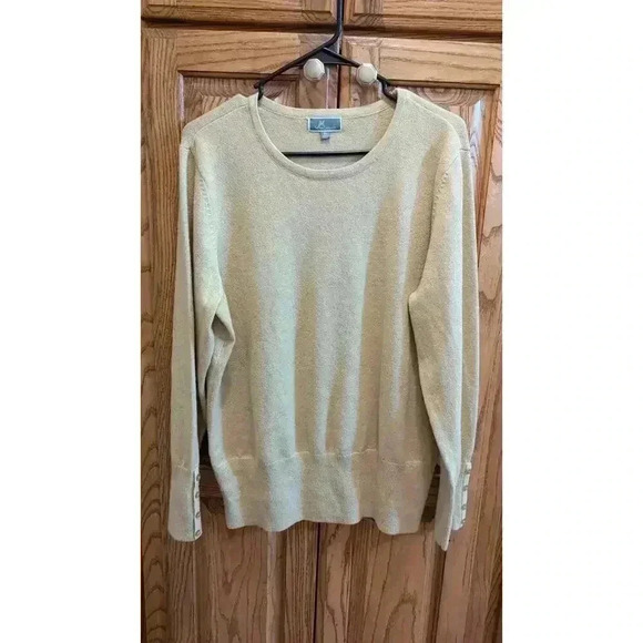Women's gold sweater with button sleeve detail by JM Collection size XL - Picture 1 of 8
